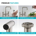 Aquacúbico Cupc Matte Black Bronze High Arc Bridge Kitchen Faucet con spray lateral